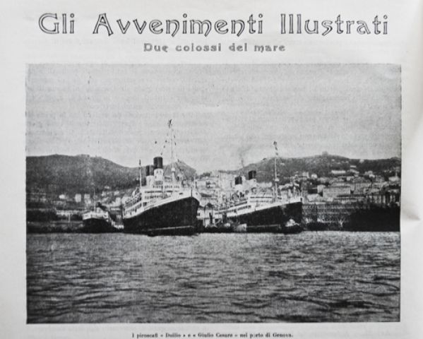I piroscafi Duilio e Giulio Cesare ormeggiati nel porto di Genova